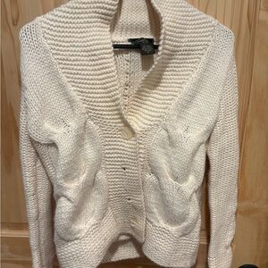 Eddie Bauer Cream Cable Knit Cardigan